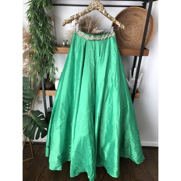 Sherri Hill size 00 50310 green two piece tulle prom pageant gown - Picture 3 of 12